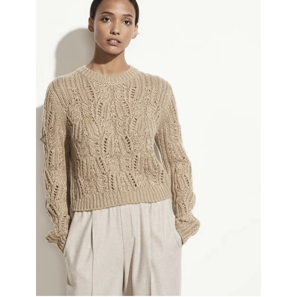VINCE WOOL & Mohair Verigated CABLE Crew KNIT SWEATER SIZE XS SMALL V696178527